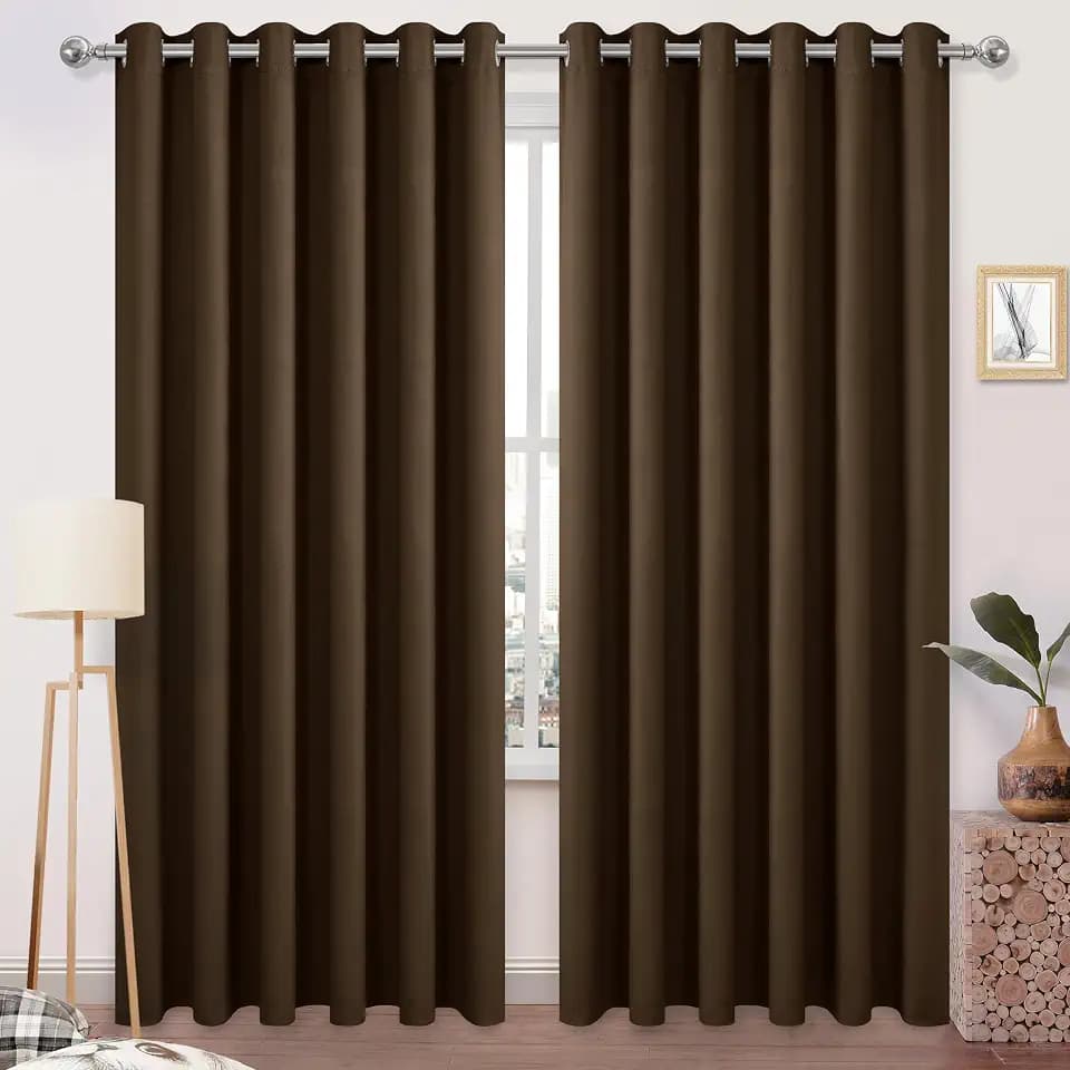 DWCN Wide Blackout Curtains for Bedroom Living Room 70 x 84 Inch Long Brown
