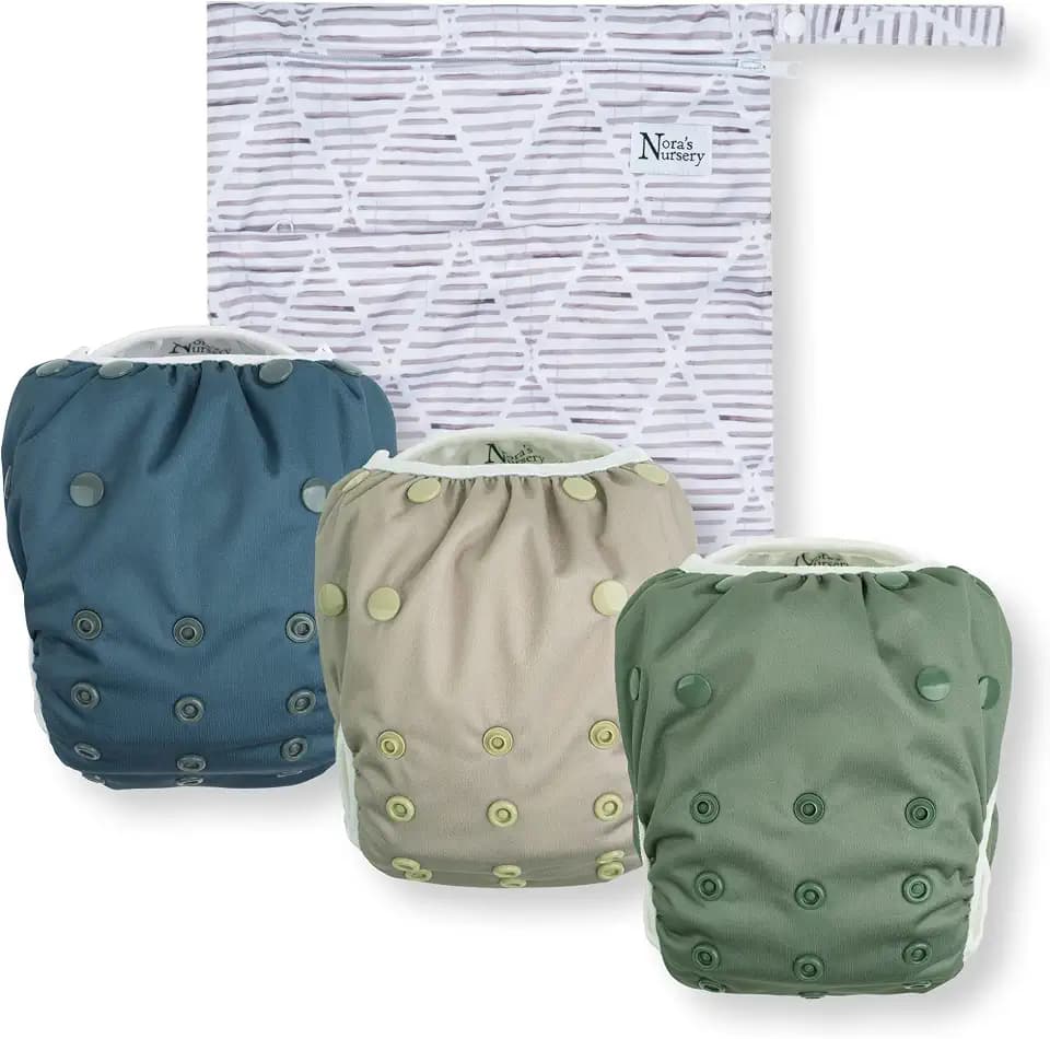 Nora's Nursery Swim Diapers with Wet Bag | 3 Pack | One Size Fully Adjustable