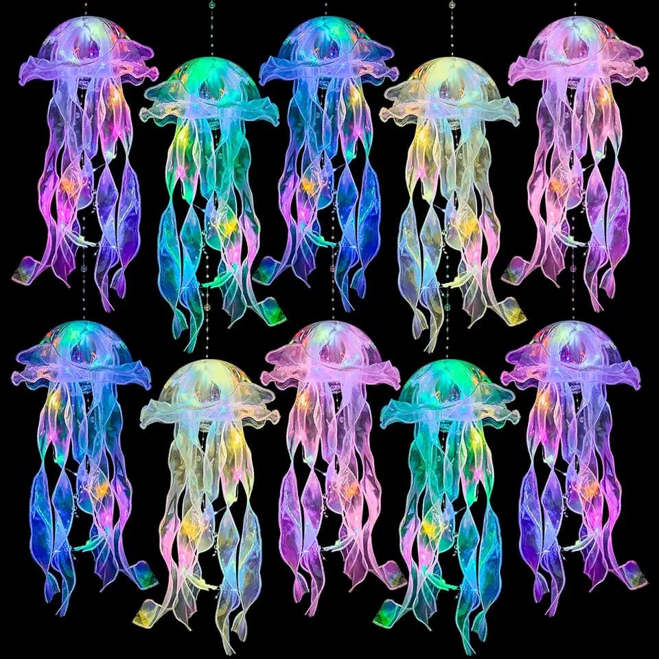 Jellyfish Decor - 10 PCS Light up Jellyfish Lanterns, Ocean Decor