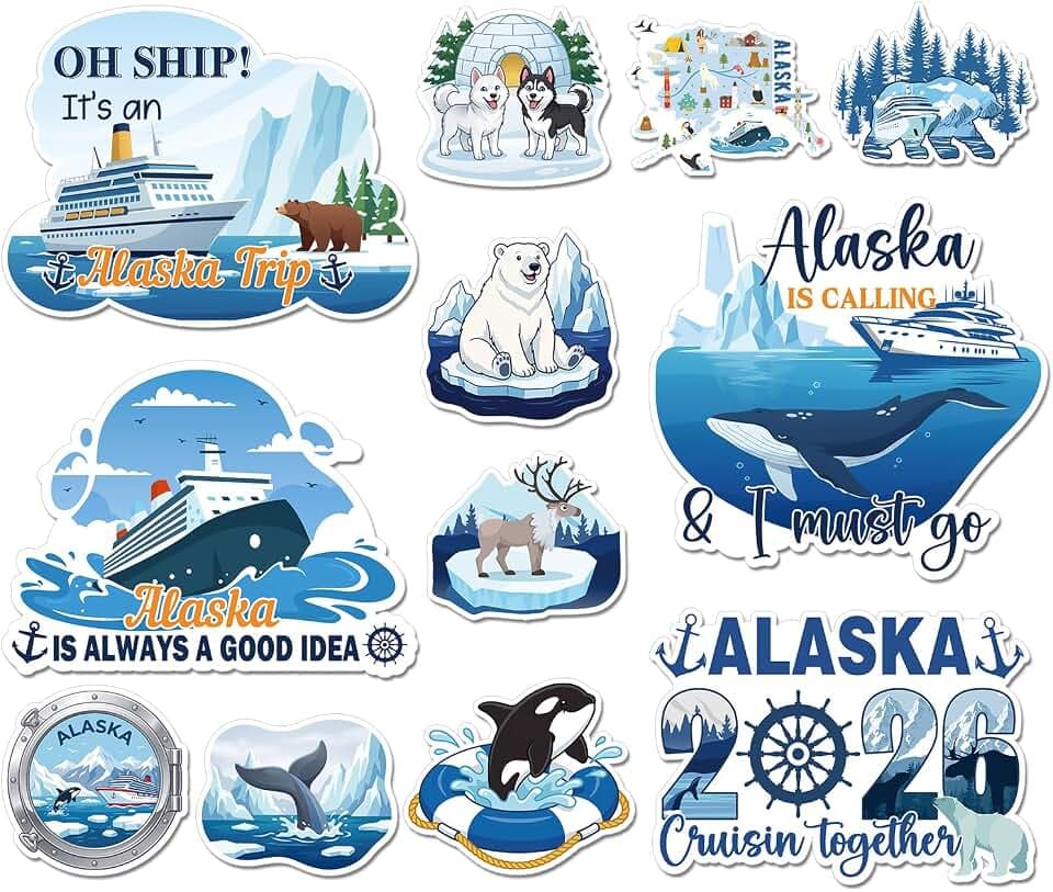Wxiben 12 Pcs 2026 Alaska Cruise Ship Door Magnets Decorations Magnetic