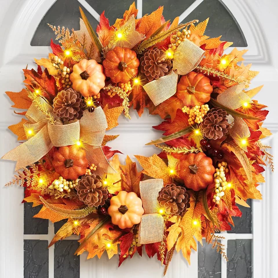 Fall Wreaths for Front Door Outside, Fall Door Wreath, 20 Inch