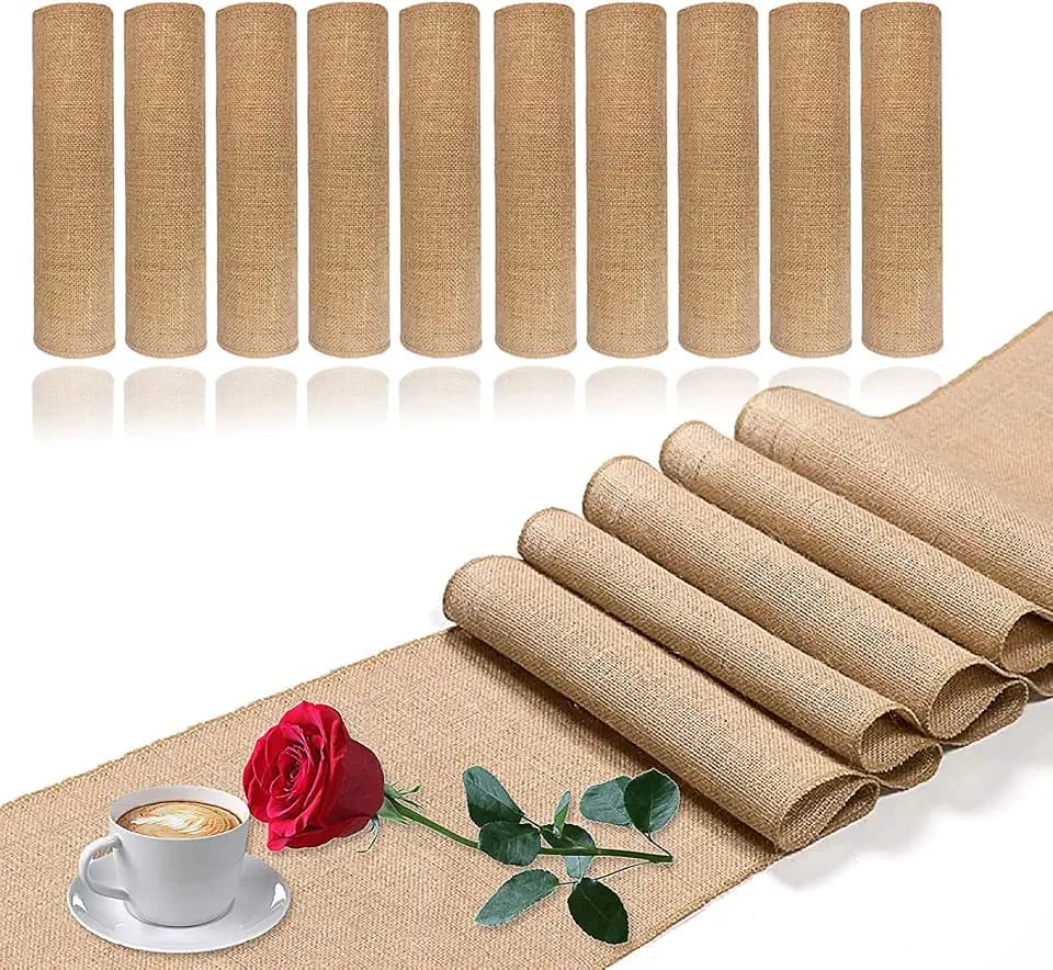 5 Pack Burlap Table Runners, 12 x 71 Inch Rustic Table Runner Farmhouse Table Decor, Burlap Woven Fabric Placemats Rustic Long Roll Home Decor for Outdoor Wedding and Dinner