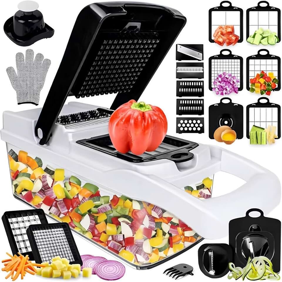 25-in-1 Vegetable Chopper with Container, Interchangeable Blades