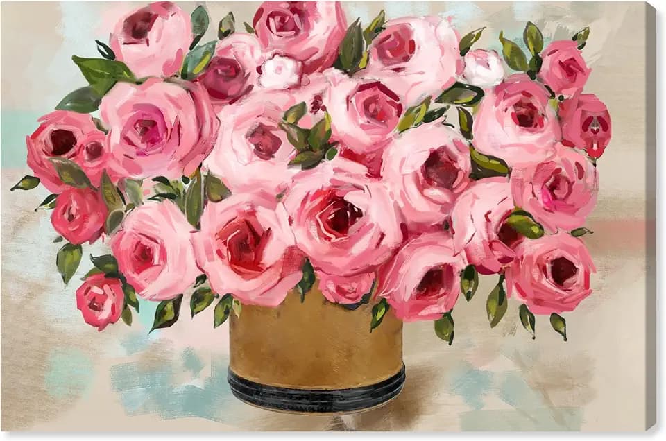 Art Remedy Pink Peonies Bouquet Canvas Colorful Floral Art, Gallery Wrapped, 24" x 16"