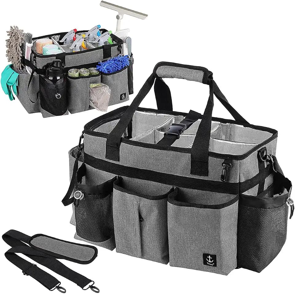 Large Cleaning Caddy Bag Built-in hard plastic sheet Aluminum foil lining