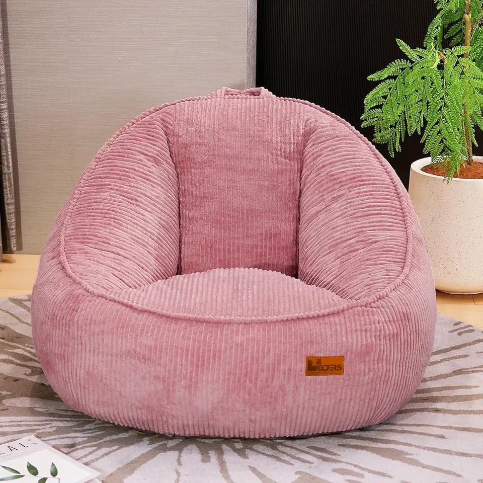 Bean Bag Chair, Cozy Fluffy Beanbag Chairs with Filler for Teens and Kids, Floor Lazy Sofa for Living Room Gaming & Reading (S-Rose)