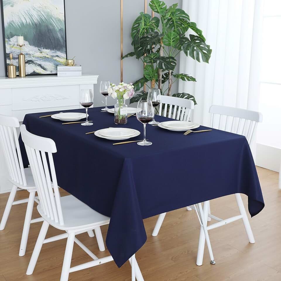 FOLINS&HOME Navy Blue Rectangle Waterproof Tablecloth, 60 x 120 Inch