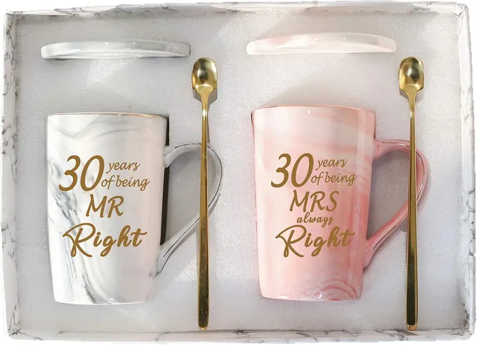 30th Anniversary Coffee Mugs - Parents & Couple - Mr & Mrs Always Right - 14 Oz