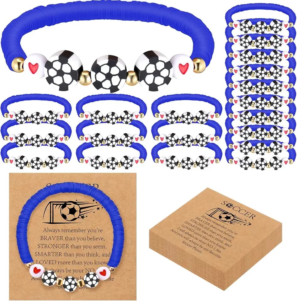 Ecation 20 Set Soccer Party Favor Bracelets Team Gifts Bulk