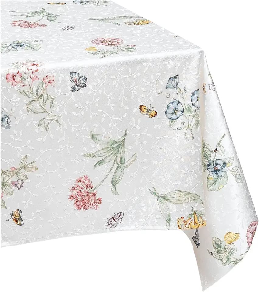 Lenox Butterfly Meadow Damask Tablecloth, Multicolor - 60" W x 102" L