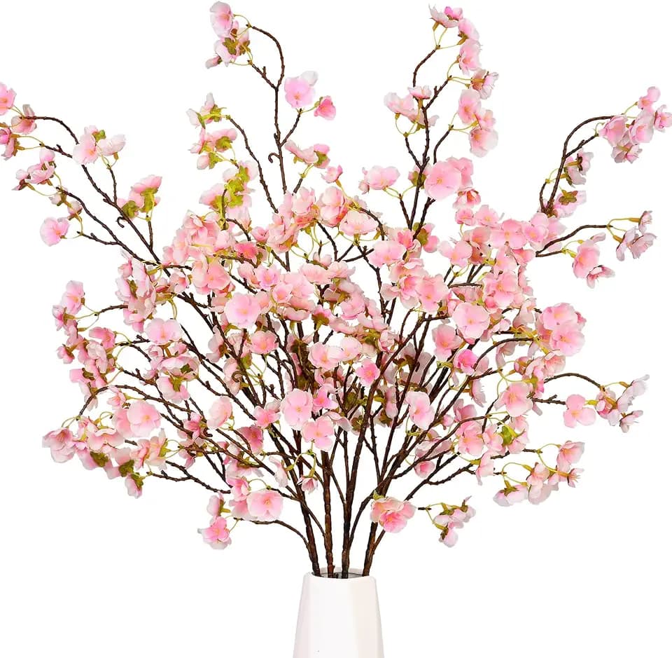 3 Pcs Artificial Cherry Blossom Branches 40'' Cherry Blossom Tree Decor