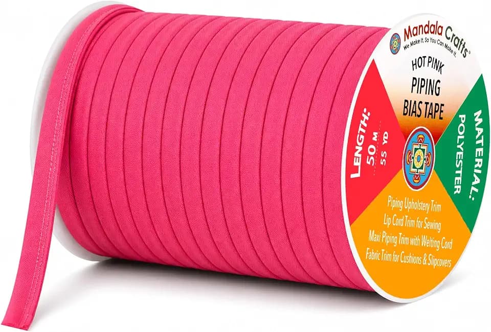 Mandala Crafts Hot Pink Maxi Piping Bias Tape with Welting Cord for Sewing
