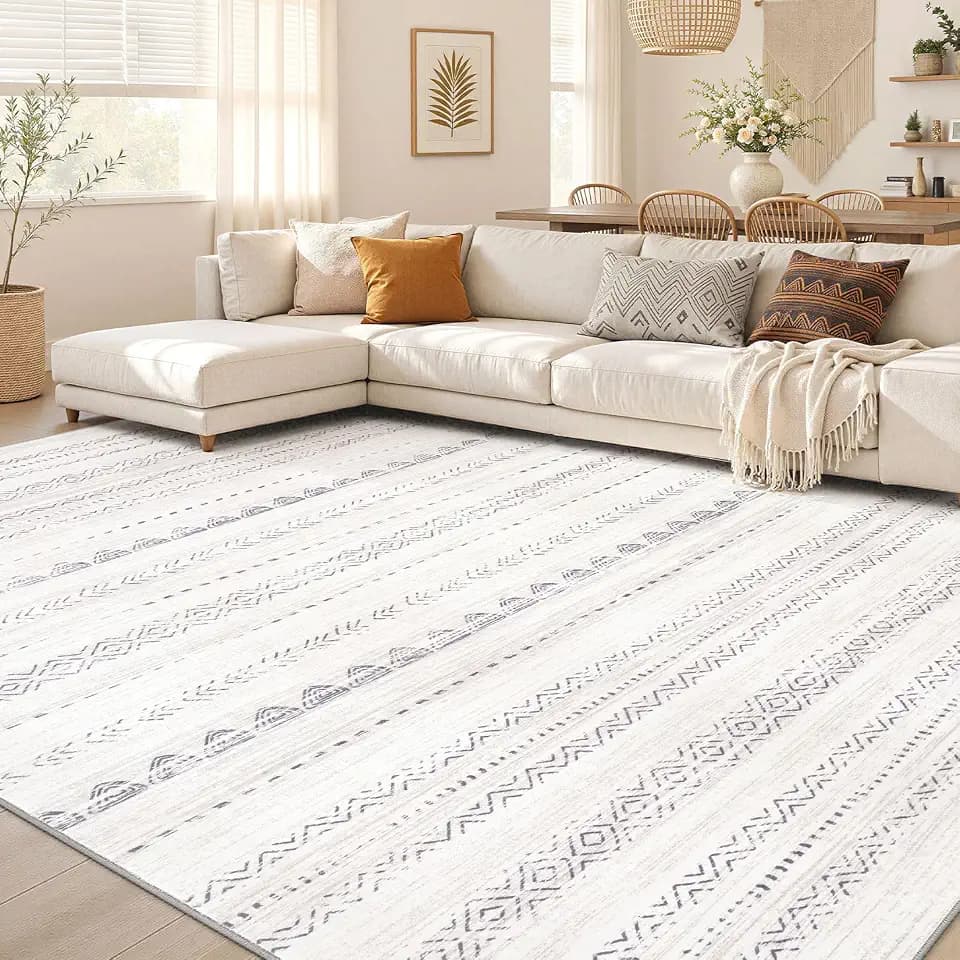 Nakagishi Boho 5x8 Area Rug Living Room Rugs Machine Washable Gray