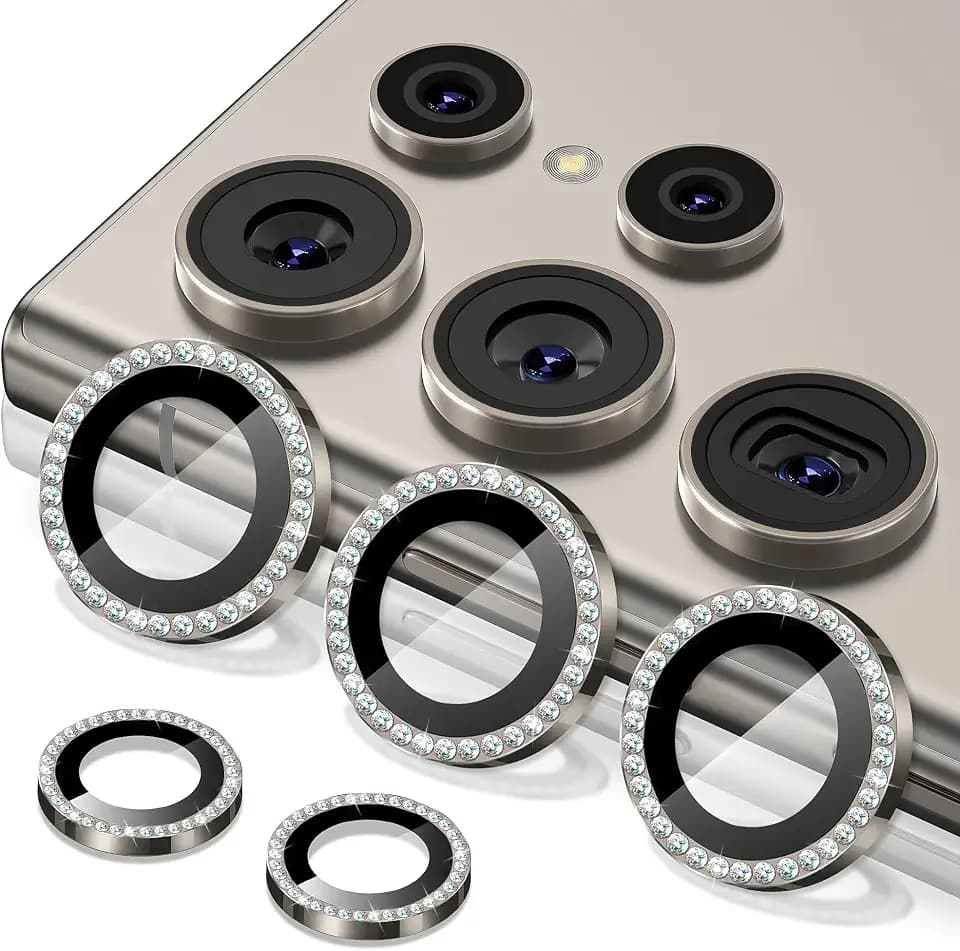 Diruite Kameraschutz für Samsung Galaxy S25 Ultra Kamera Linse Schutzfolie Diamant HD Gehärtetes Glas&Aluminiumring Camera Protector,Grau