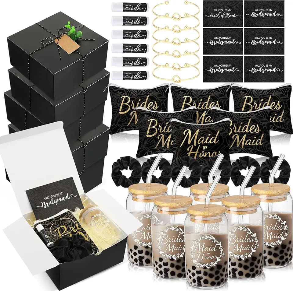 FillTouch 54 Pcs Bridesmaid Proposal Gifts for Maid of Honor, Black