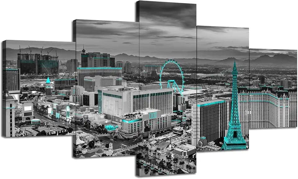 Cawpom Las Vegas Strip Wall Art Nevada Bellagio Casino Painting(60x32)