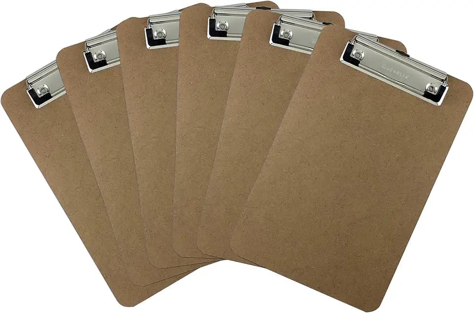 Trade Quest Small 6'' x 9'' Clipboards Low Profile Clip Hardboard (6-Pack)