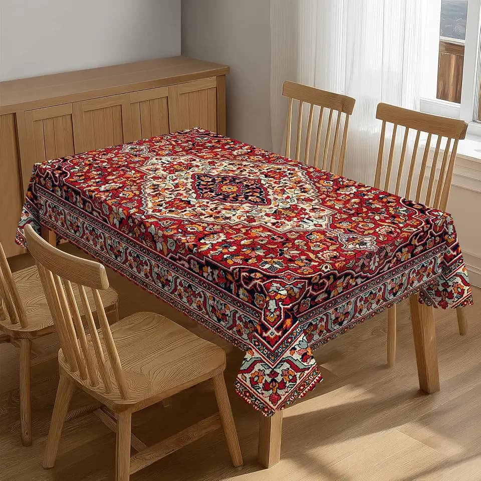 Old Red Persian Carpet Tablecloth Rectangle 54 x 72 Inch