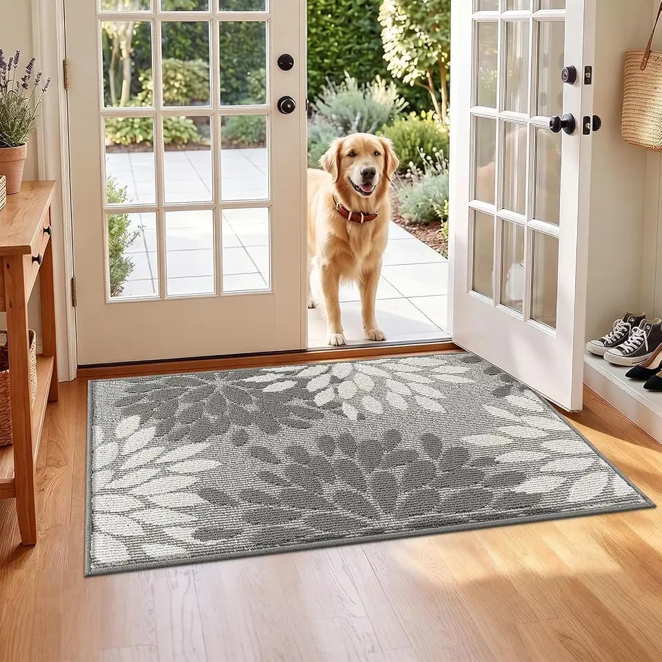 HEBE Washable Small Area Rugs 2x3, High-Low Textured Floral Entryway Rug