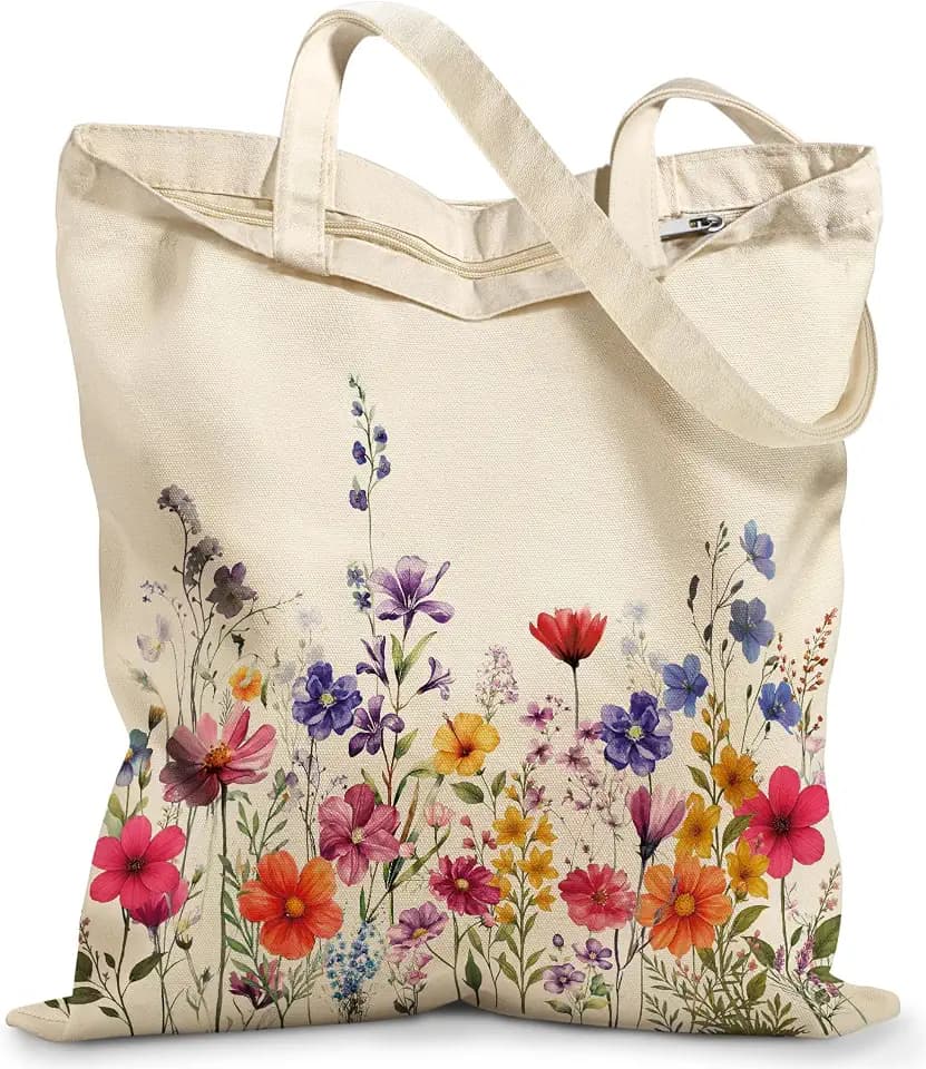 Miss Adola Canvas Tote Bag with Zipper for Women