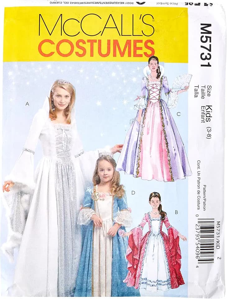 McCall's M5731 Girl's Princess Dress Halloween Costume Patterns, Sizes 3-8