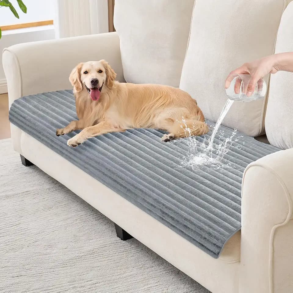 100% Waterproof Couch Covers for Dogs, 35"×63" Washable Couch Cover, Non Slip Sectional Couch Covers for 3 Cushion Sofa Cover Pet Friendly, Cat and Dog Couch Bed Cover-Light Grey