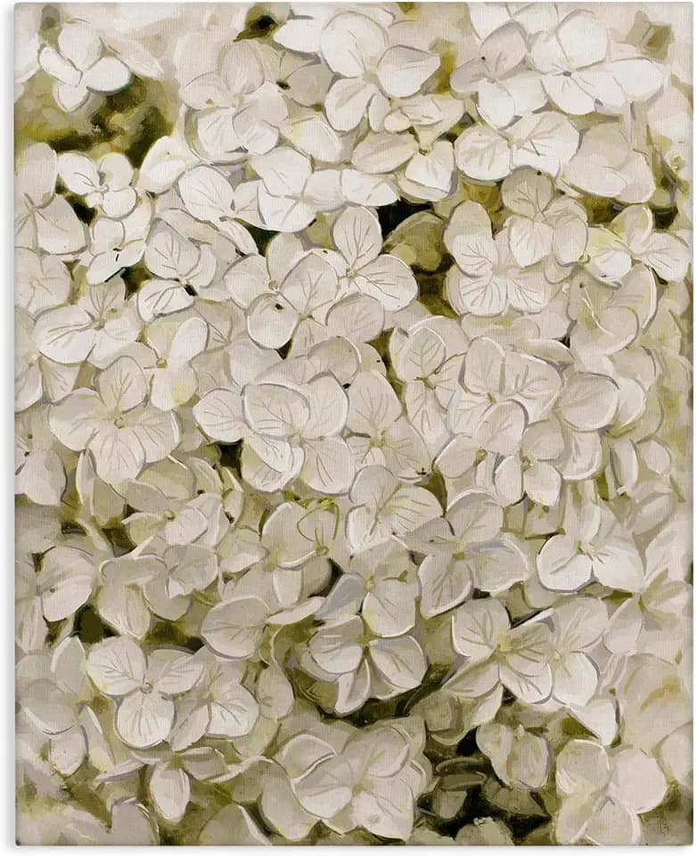 White Delicate Hydrangea Floral, 24 x 30 Inch Canvas Wall Art