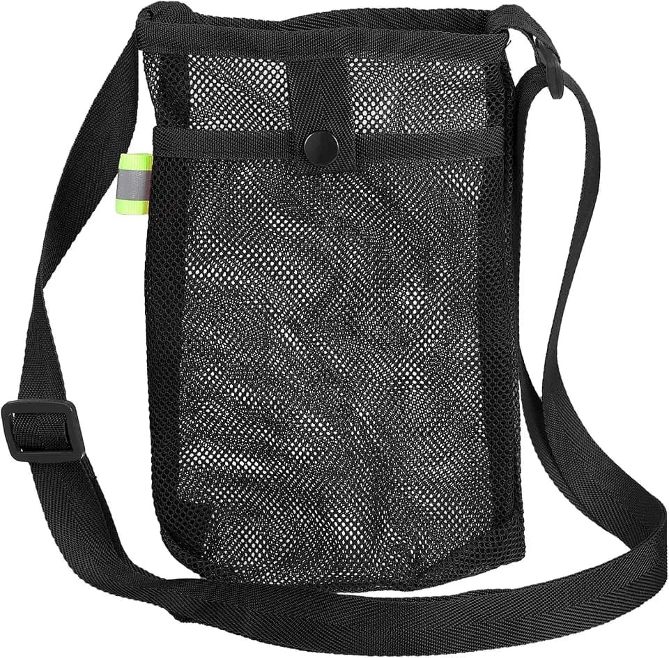 Uxcell Water Bottle Holder With Adjustable Shoulder Strap, Carrier Bag, Mesh Crossbody Carrier With Pocket for Sports, Hiking, Walking, Travel