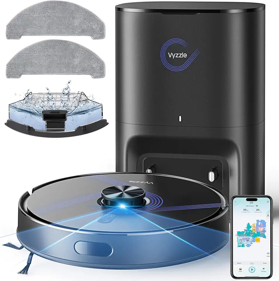 Vyzzle Robot Vacuum and Mop, 8000Pa for Pet Hair, Carpet, Hard Floors, E20