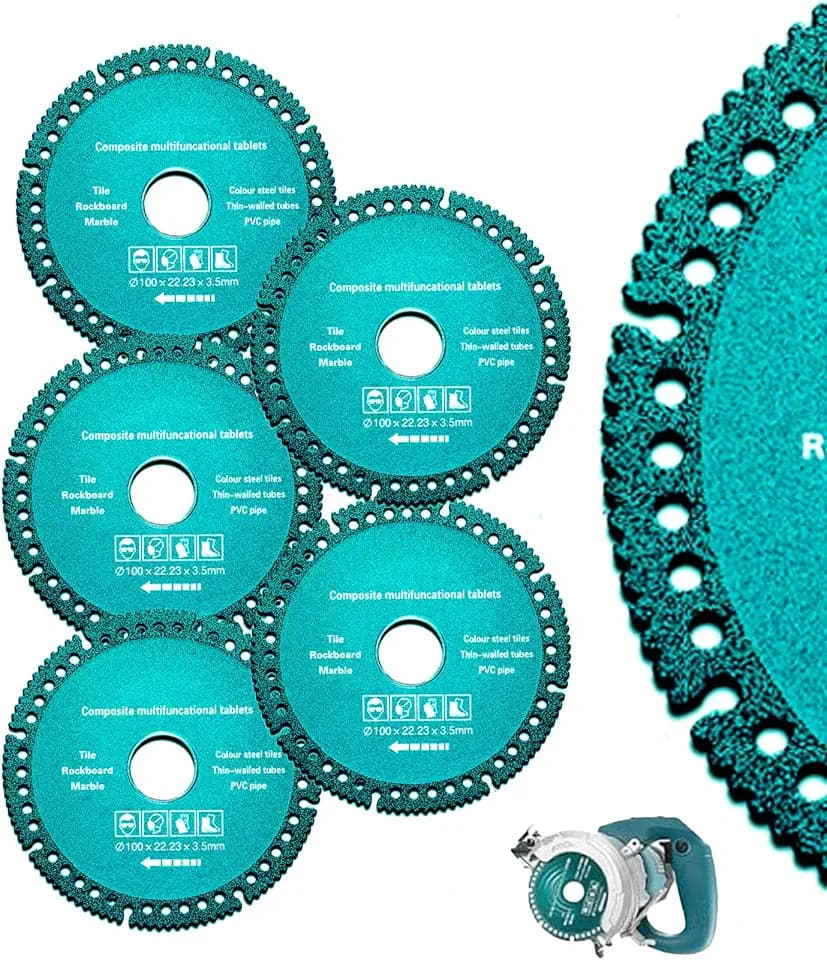5 Pack 4.5 Inch Indestructible Disc for Grinder, 7/8" Angle Grinder Indestructible Disc 2.0, Ceramic Tile Chamfering Blade, Multi-Purpose Cutting Discm for Stone, Concrete, Metal, Brick (4.5 Inch)