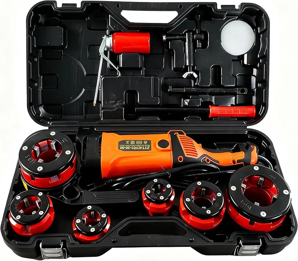 Electric Pipe Threader, 2300W 120V Hand-held Pipe Threading Machine with 6 NPT Dies (1/2"-2"), Copper Motor Portable Threading Kit with Carrying Case
