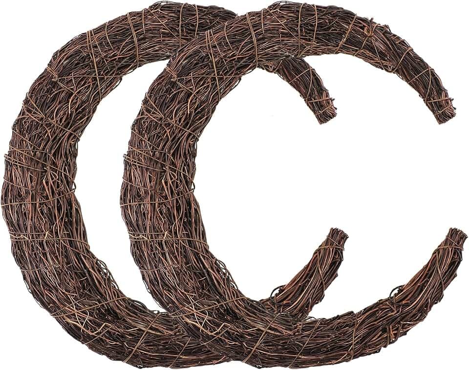 Moon Wreath, 14 Inch Crescent Grapevine Wreath Base, 2 Pack