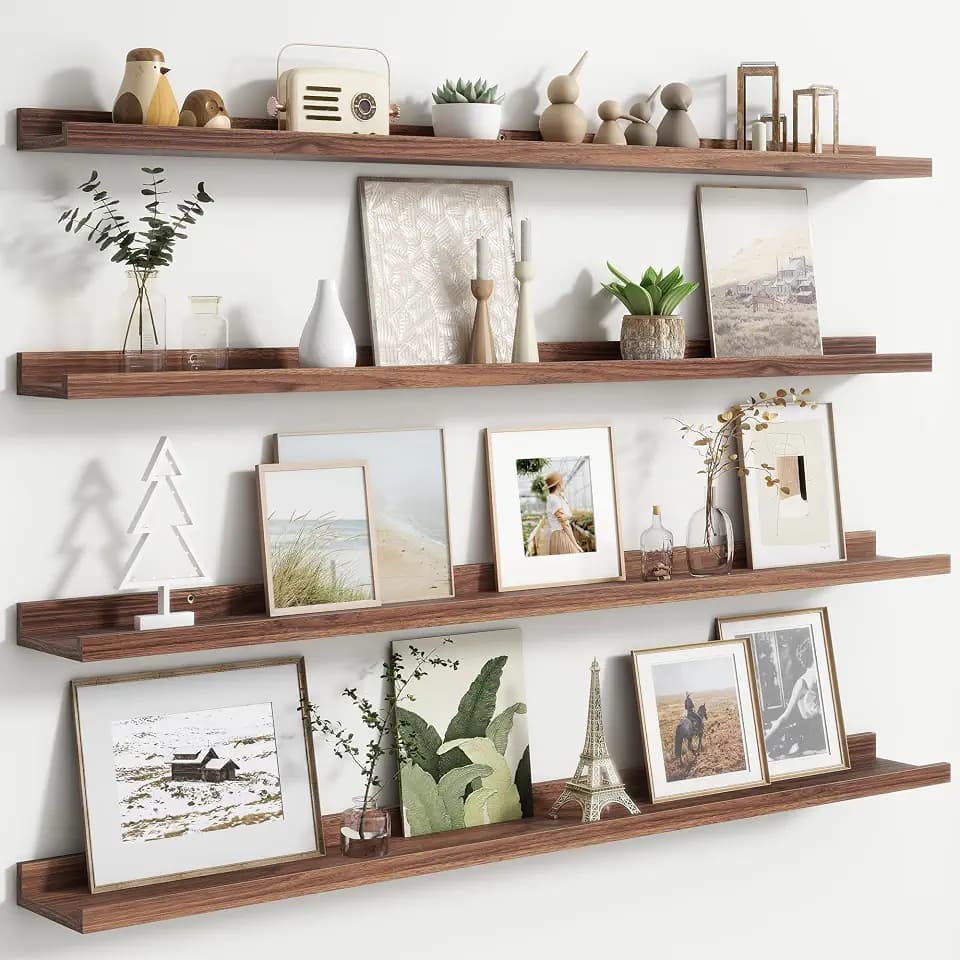 FLYJOE Floating Picture Ledge Shelves for Wall Set of 4, 48 Inch Wall Shelves with Lip Long Large Nursery Book Shelf for Toys Storage Kids Bookshelf Wall Mounted Living Room Bedroom Decor Frames