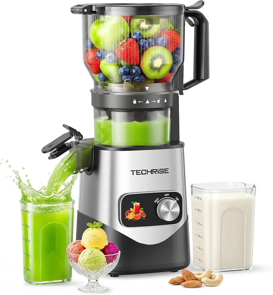 TechRise 3-in-1 Cold Press Juicer, 6" Wide Feed Chute Juicer Machines