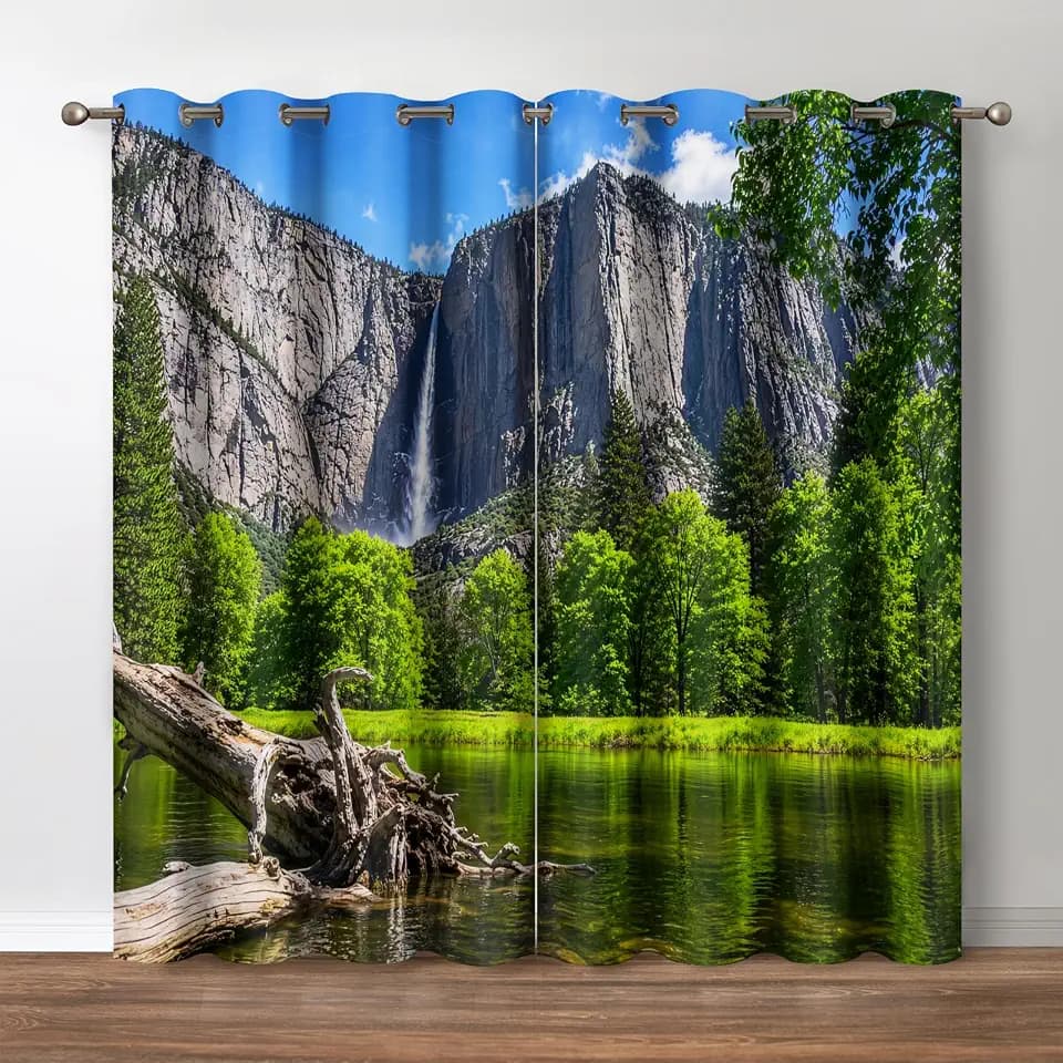 Jekeno Mountains Forest Blackout Curtains 2 Panel Set, 52"x84"