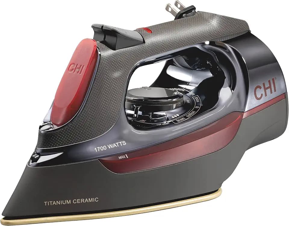 CHI Steam Iron for Clothes, 1700 Watts, 8" Retractable Cord, Black