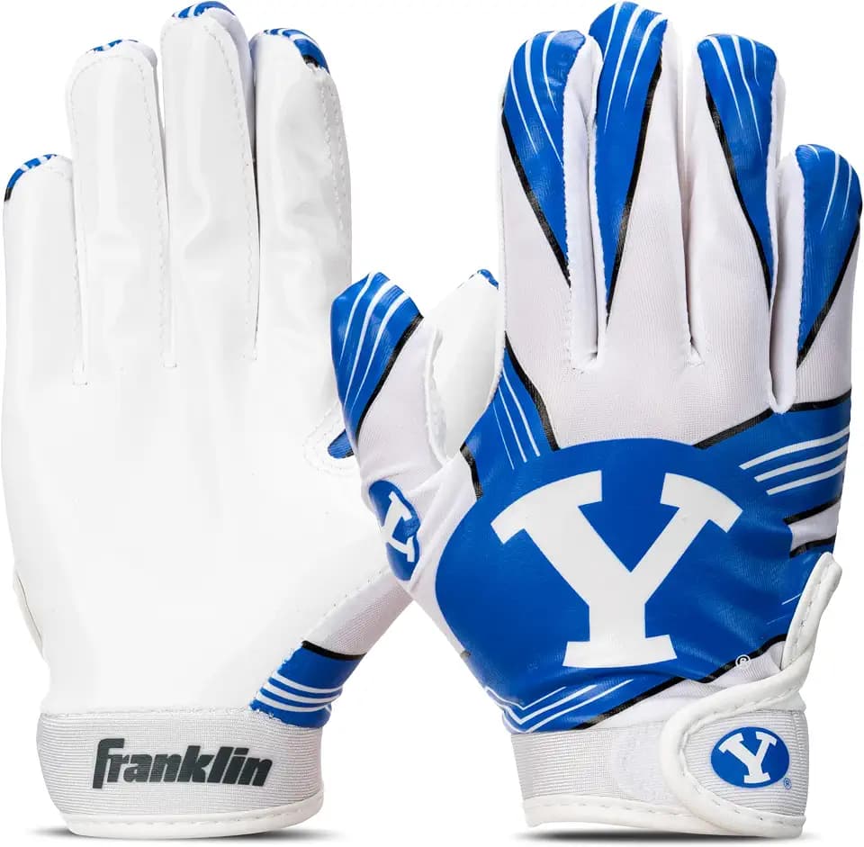 Franklin Sports Youth NCAA Football Receiver Gloves - Receiver Gloves for Kids - NCAA Team Logos and Silicone Palm - Youth Pair - Great for Games & Costumes