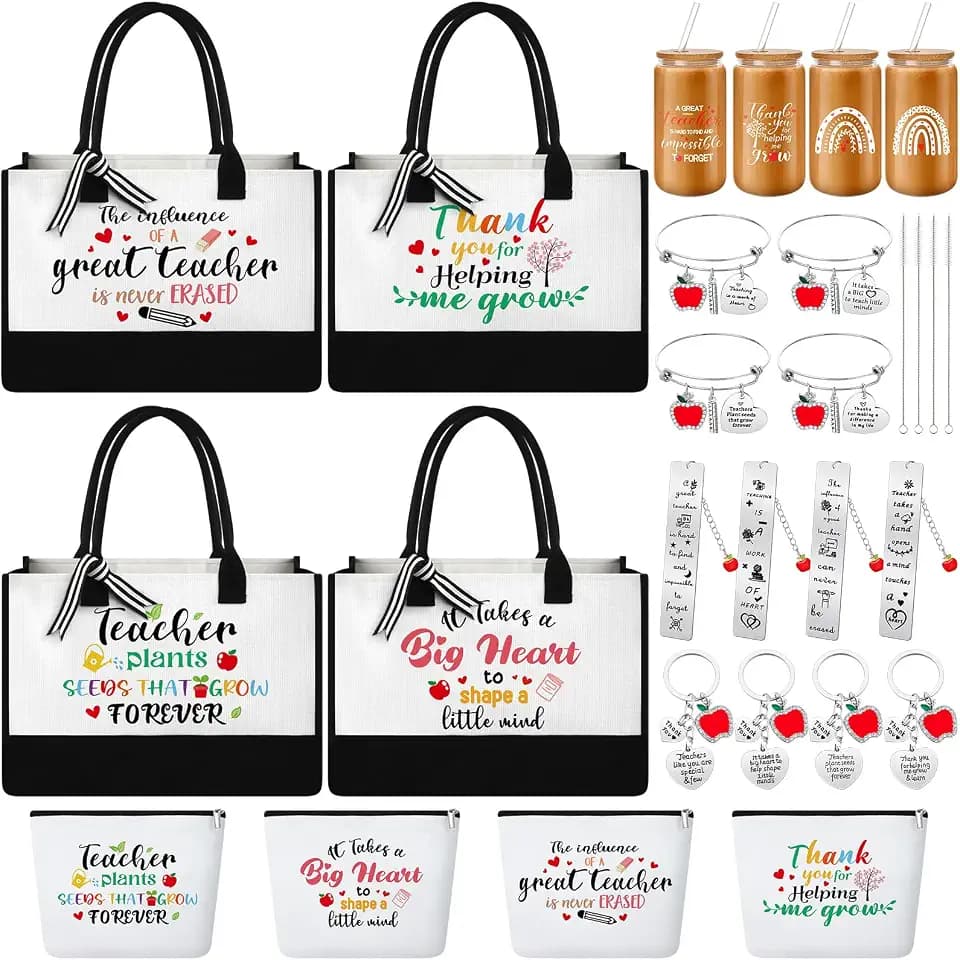 Paterr 24 Pcs/4 Sets Teacher Appreciation Gifts for Women Thank You Inspirational Gifts in Bulk for Tote Bags