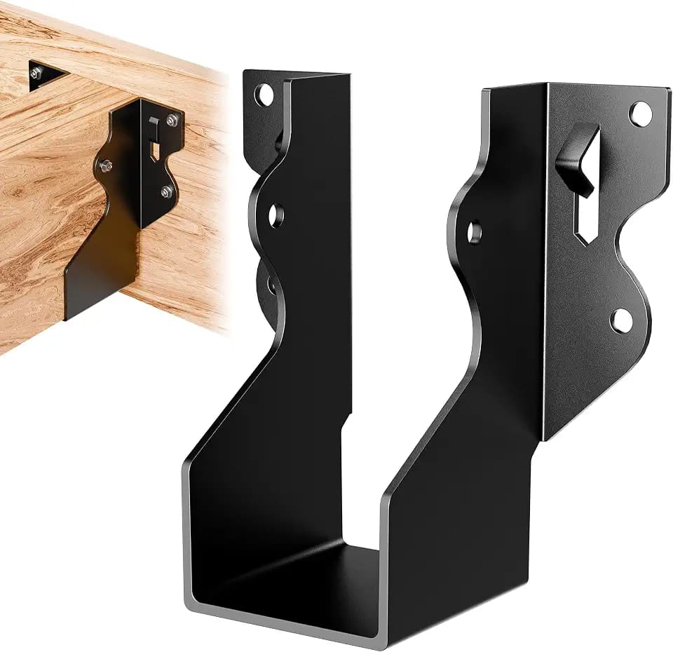 20 Pcs 2x4 Joist Hangers Black,18 Gauge Face Mount Joist Hangers 2x4 Deck, Rafter Brackets/Hanger, Hurricane Ties Brackets for Shed/Barn/Coop/Porch/Fence, Structurally Sound and Aesthetically Pleasing