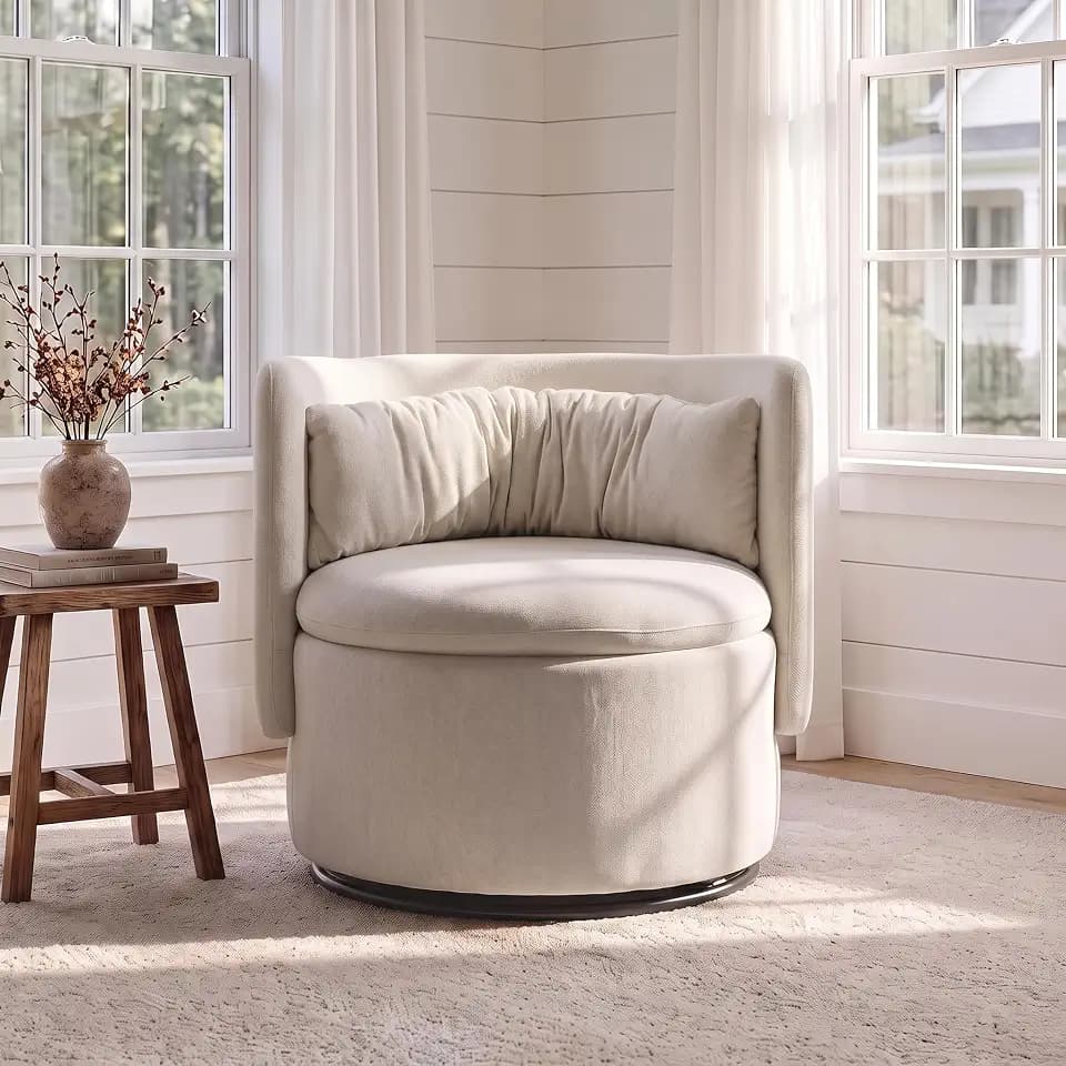 HNY Swivel Accent Barrel Chair with Storage