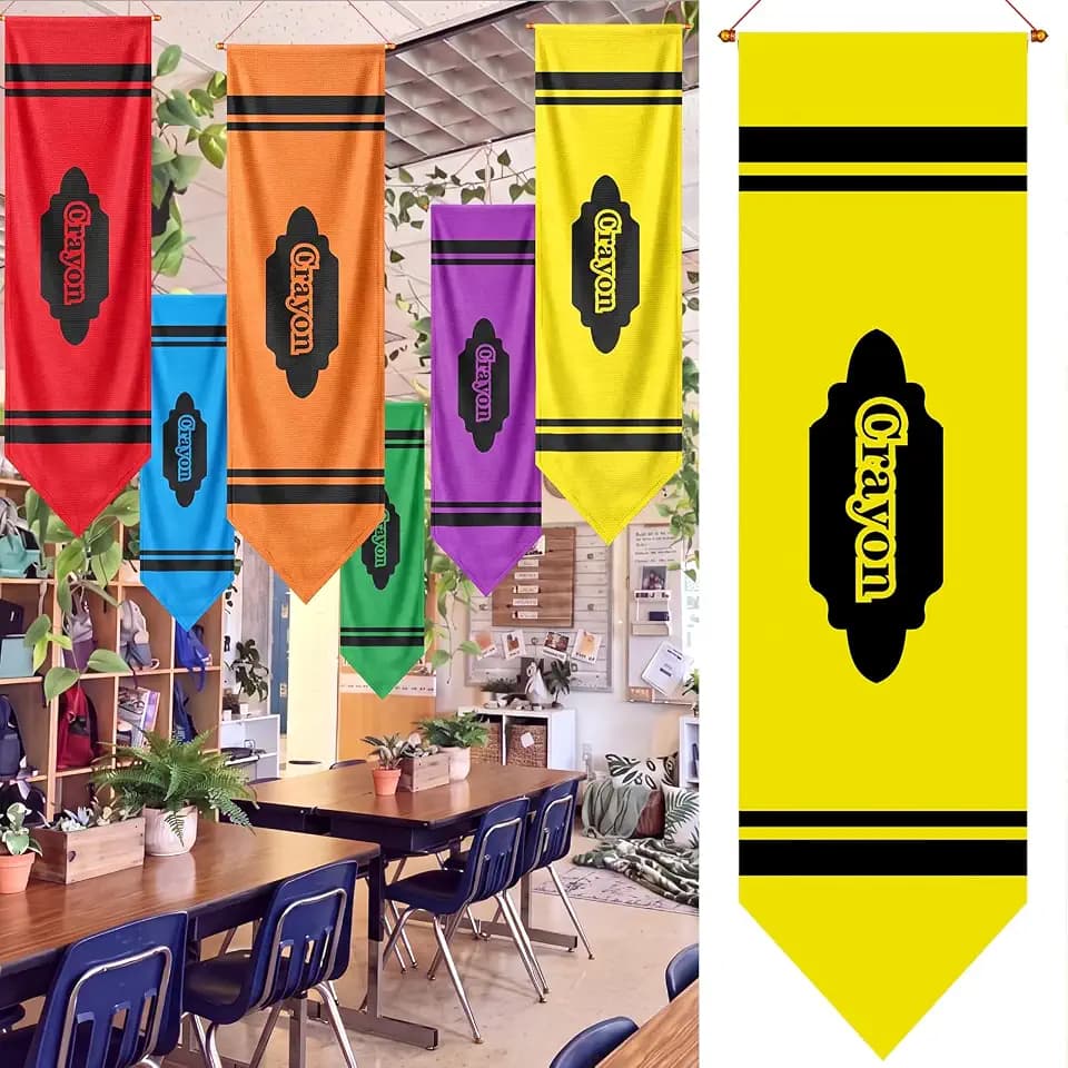 Frienda 6 Pack Back to School Classroom Decor Crayon Hanging Decorations