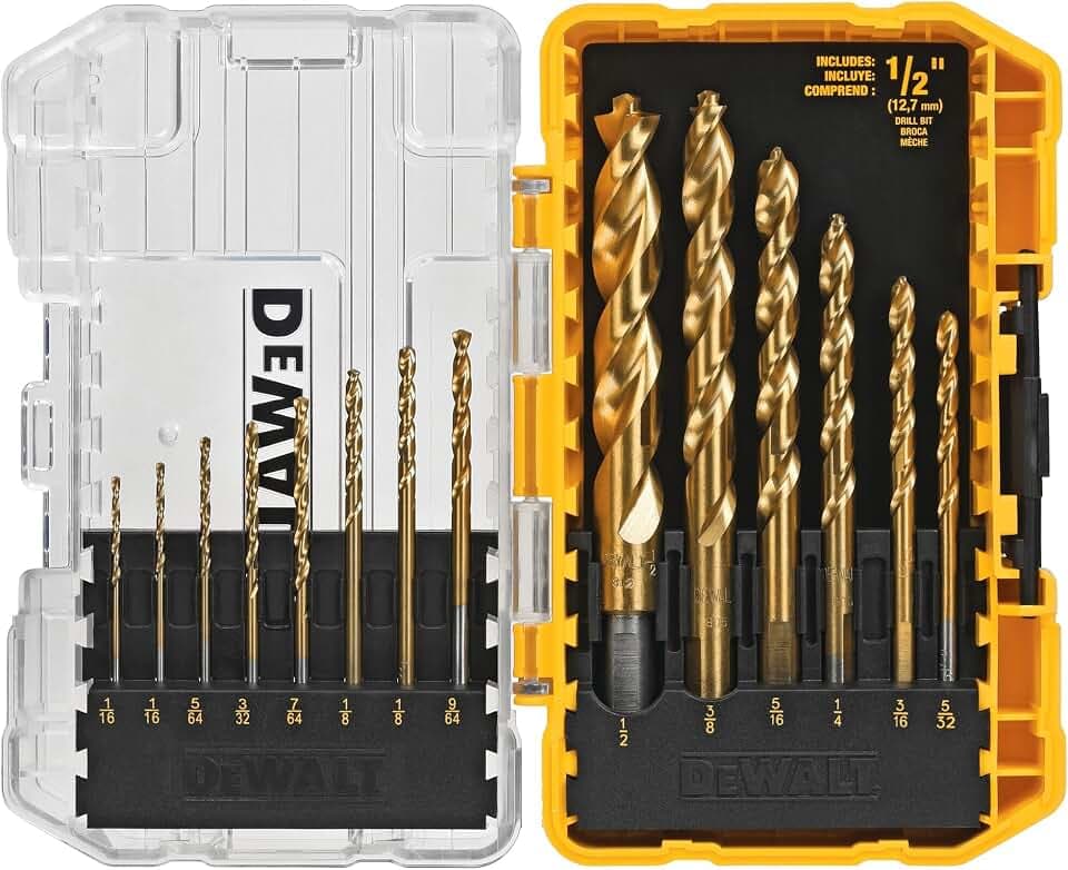 DEWALT Drill Bit Set, Titanium Nitride Coated, 14-Piece (DW1354)