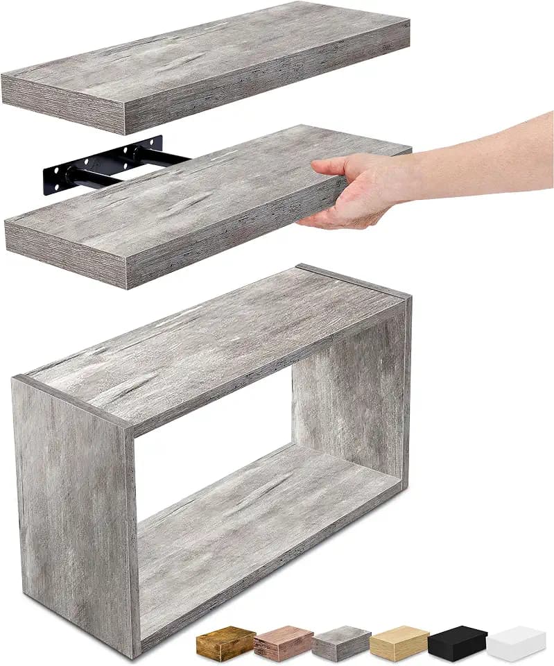 Sorbus Bathroom Shelves, Set of 3, Wall Mounted (Grey)