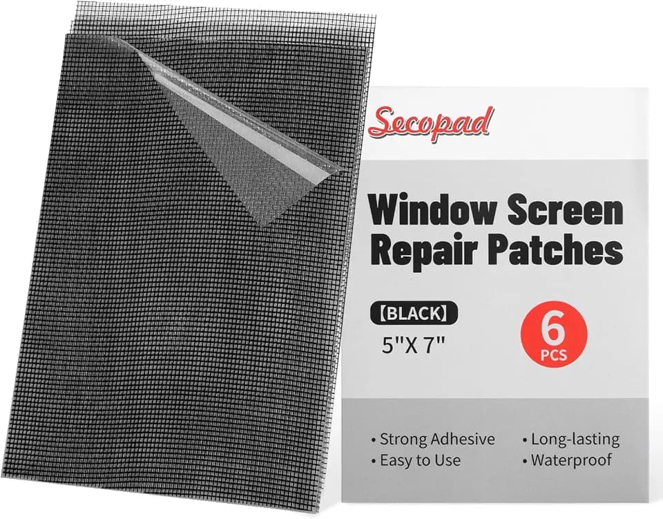 Secopad 6 PCS Screen Patch Tape, 5" X 7" Window Screen Repair Kit, Black
