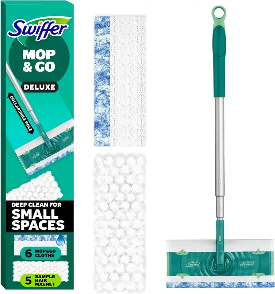 Swiffer Mop & Go Deluxe 2-in-1 Multi-Surface Kit for Floor Cleaning