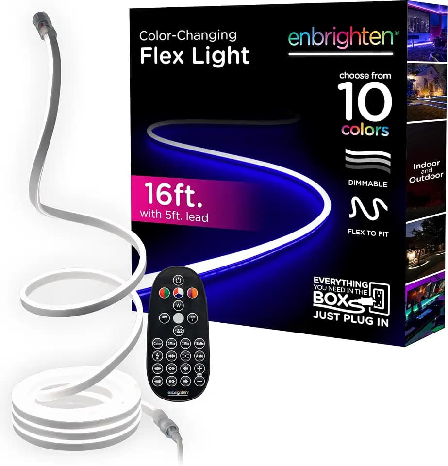 Enbrighten Neon Rope Light, 16ft RGB Flexible LED Rope Light