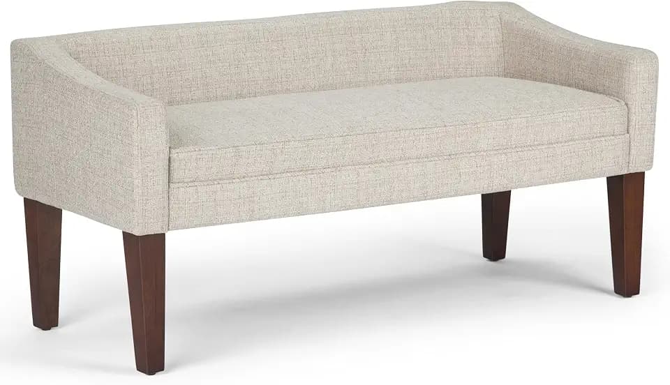 SIMPLIHOME Parris 50" Wide Upholstered Bench in Platinum