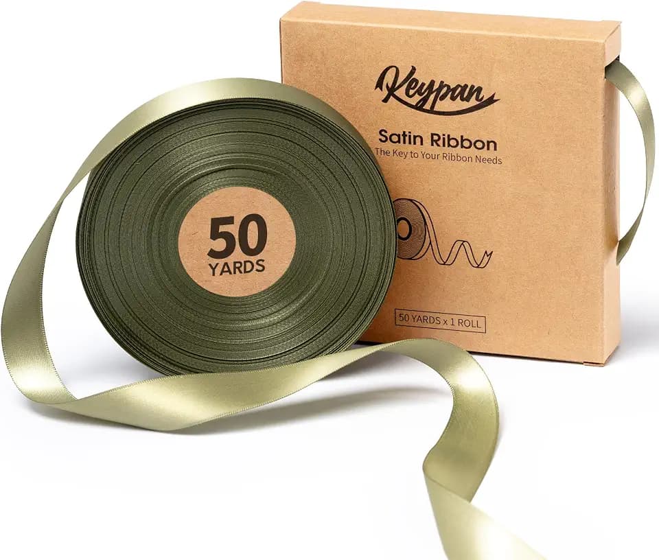 Keypan Sage Green Satin Ribbon, 7/8 Inch, 50 Yards
