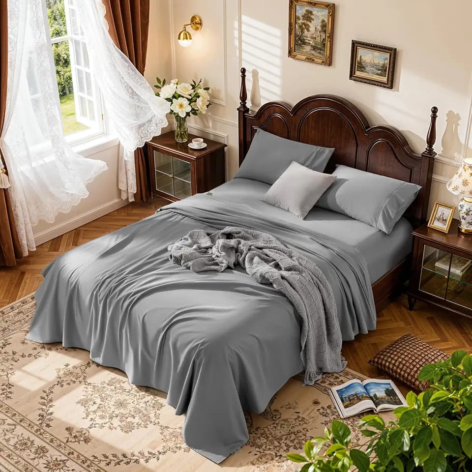 LBRO2M 100% Egyptian Cotton Sheet Set 1000 TC, 19" Deep Pocket, King