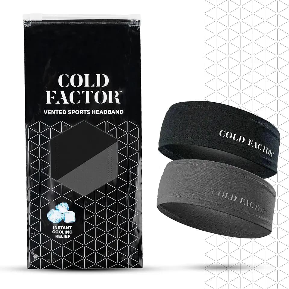 Cold Factor Vented Headband - Moisture Wicking Sport Headband for Men & Women - Non-Slip, Breathable, Four-Way Stretch, Odor-Resistant with Reflective Accents for Running, Gym, Cycling